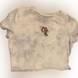 The Power-puff girls Women’s Large purple tye dye stretchy crop top
